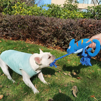 2 Pcs Green Interactive Plush Chameleon Dog Toy with Squeaker & Rope Legs - Durable Chew Toy for Medium/Large V888-ELOSUNG32702