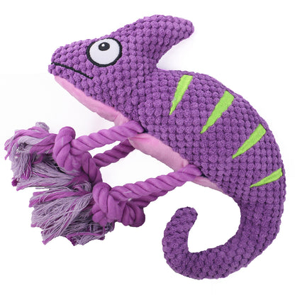 2 Pcs Purple Interactive Plush Chameleon Dog Toy with Squeaker & Rope Legs - Durable Chew Toy for V888-ELOSUNG32703