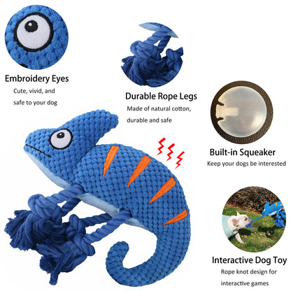 2 Pcs Purple Interactive Plush Chameleon Dog Toy with Squeaker & Rope Legs - Durable Chew Toy for V888-ELOSUNG32703