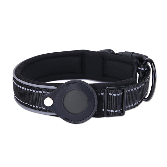 Size M Black Reflective Adjustable Anti-Lost Pet Collar (For Apple AirTag - Collar Only, Tracker Not Included) V888-ELOSUNG32705