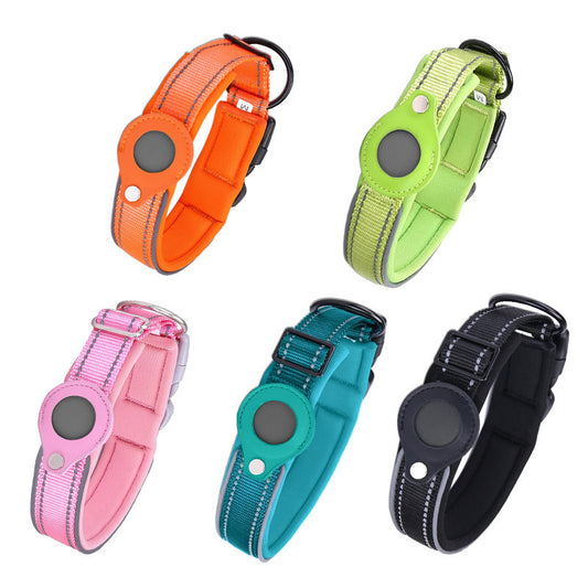 Size XL Black Reflective Adjustable Anti-Lost Pet Collar (For Apple AirTag - Collar Only, Tracker Not V888-ELOSUNG32707