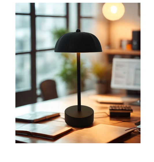 Black Chic Mushroom LED Table Lamp - Rechargeable Cordless Touch Control 3-Color Adjustable Light for Bedroom V888-ELOSUNG32712