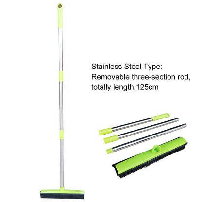 Green and Silver Versatile Pet Hair Remover Rubber Broom & Squeegee - 125cm Adjustable Stainless Steel Handle V888-ELOSUNG32715