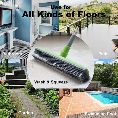 Black and Silver Versatile Pet Hair Remover Rubber Broom & Squeegee - 125cm Adjustable Stainless Steel Handle V888-ELOSUNG32716