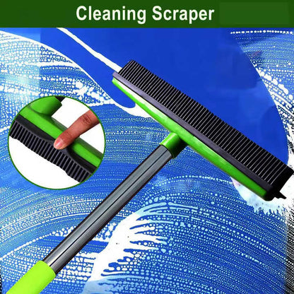 Light Grey and Silver Versatile Pet Hair Remover Rubber Broom & Squeegee - 125cm Adjustable Stainless Steel V888-ELOSUNG32719
