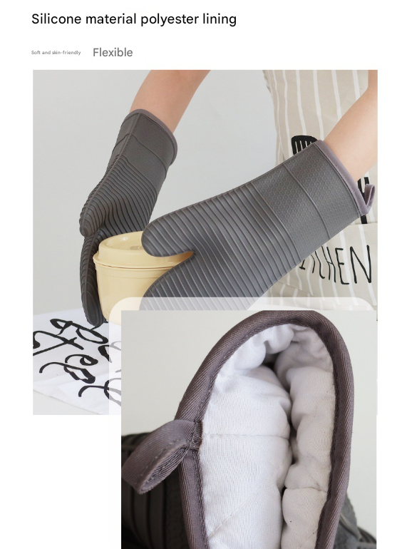 Pink Premium Heat Resistant Silicone Oven Mitts (Pair) - Non-Slip Grip, Cotton Lined for Kitchen Baking, V888-ELOSUNG32725
