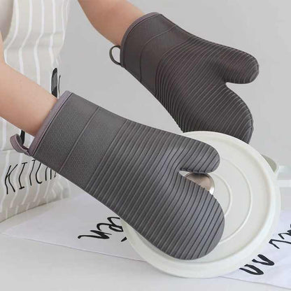 Pink Premium Heat Resistant Silicone Oven Mitts (Pair) - Non-Slip Grip, Cotton Lined for Kitchen Baking, V888-ELOSUNG32725