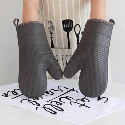 Blue Premium Heat Resistant Silicone Oven Mitts (Pair) - Non-Slip Grip, Cotton Lined for Kitchen Baking, V888-ELOSUNG32726