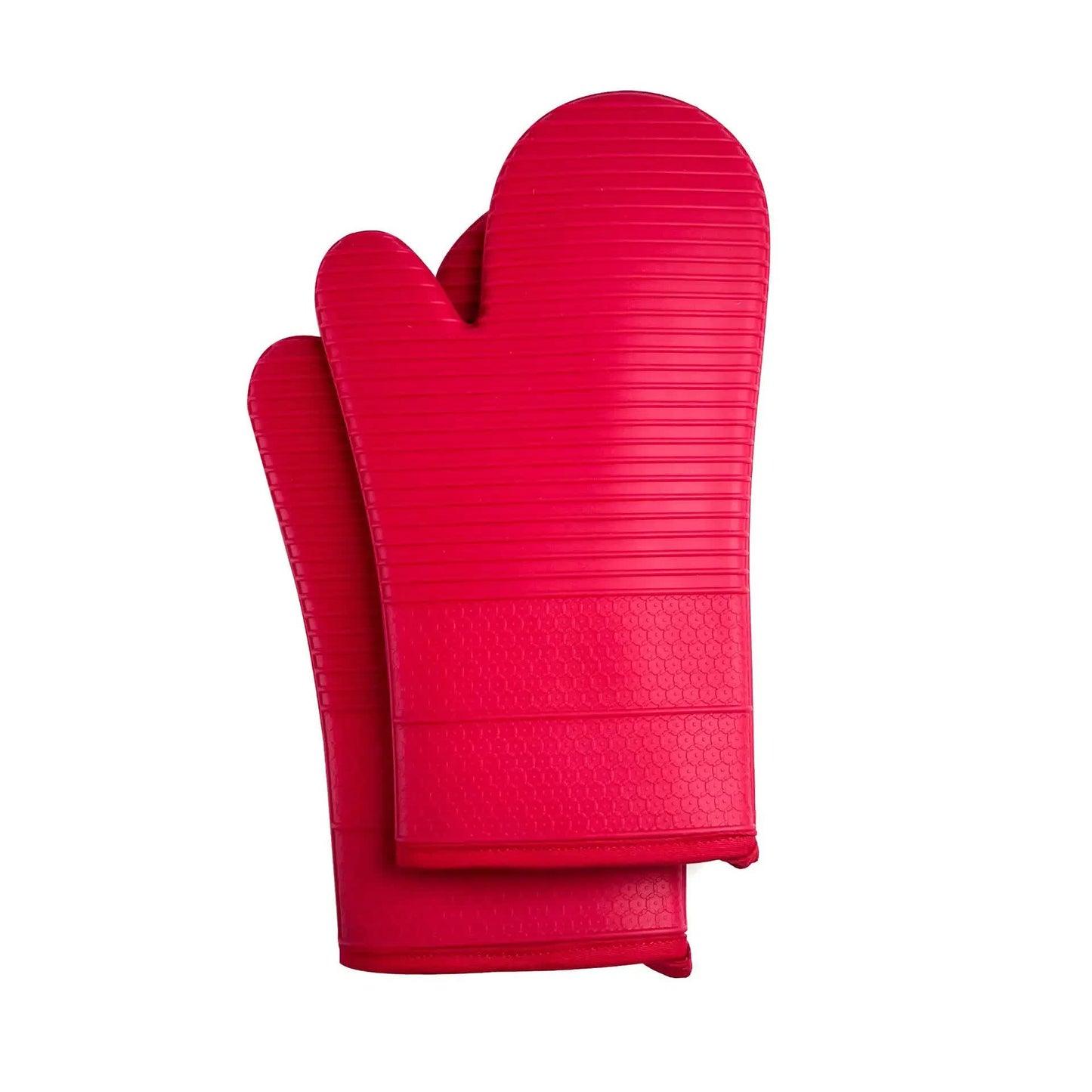 Red Premium Heat Resistant Silicone Oven Mitts (Pair) - Non-Slip Grip, Cotton Lined for Kitchen Baking, V888-ELOSUNG32727
