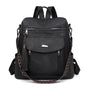 Black Chic Women's PU Leather Convertible Backpack - Anti-Theft Design, Multi-Pocket Shoulder Bag with Tassel V888-ELOSUNG32729