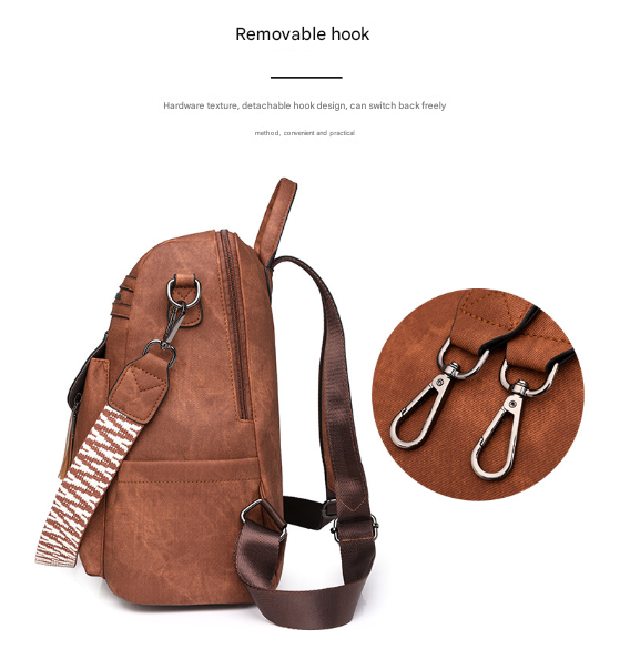Pink Chic Women's PU Leather Convertible Backpack - Anti-Theft Design, Multi-Pocket Shoulder Bag with Tassel V888-ELOSUNG32731