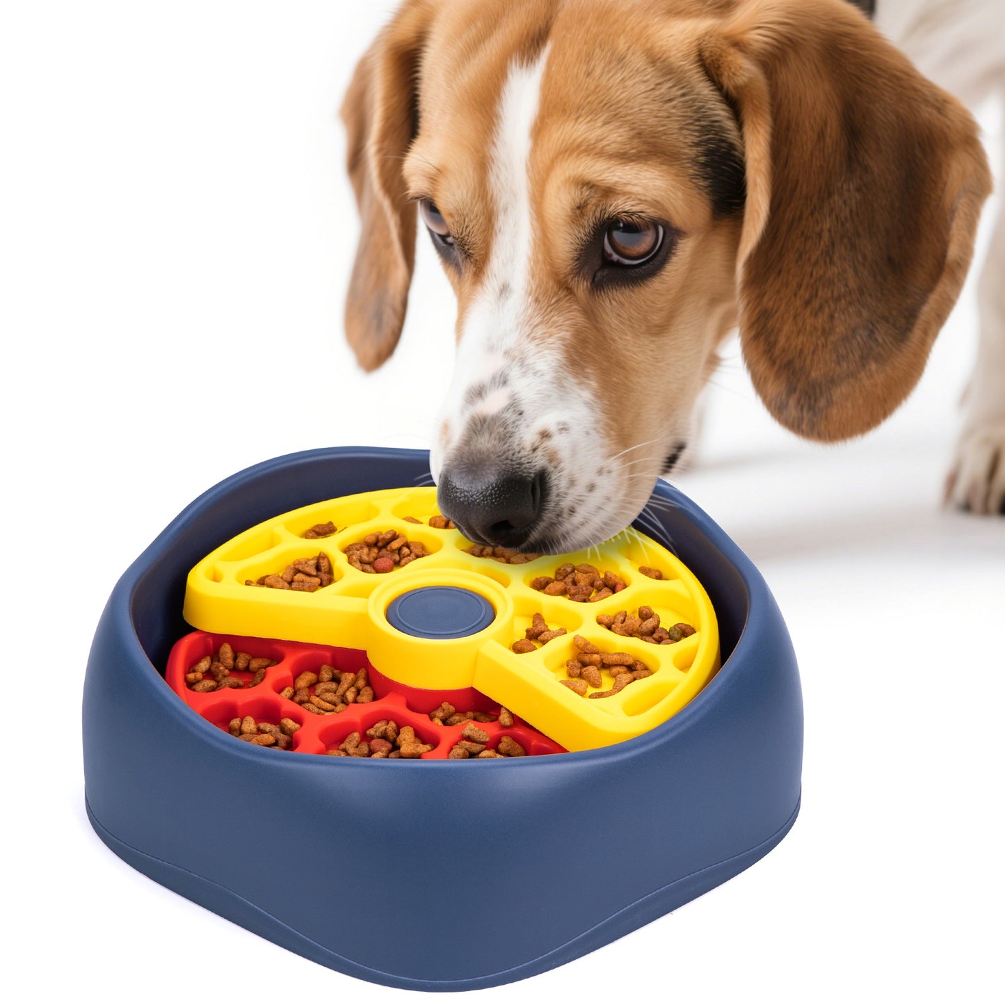 Red,Yellow and Blue Interactive Dog Puzzle Feeder Bowl - Slow Eating & Mental Stimulation Toy for Small V888-ELOSUNG32741