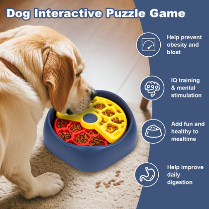 Red,Yellow and Blue Interactive Dog Puzzle Feeder Bowl - Slow Eating & Mental Stimulation Toy for Small V888-ELOSUNG32741