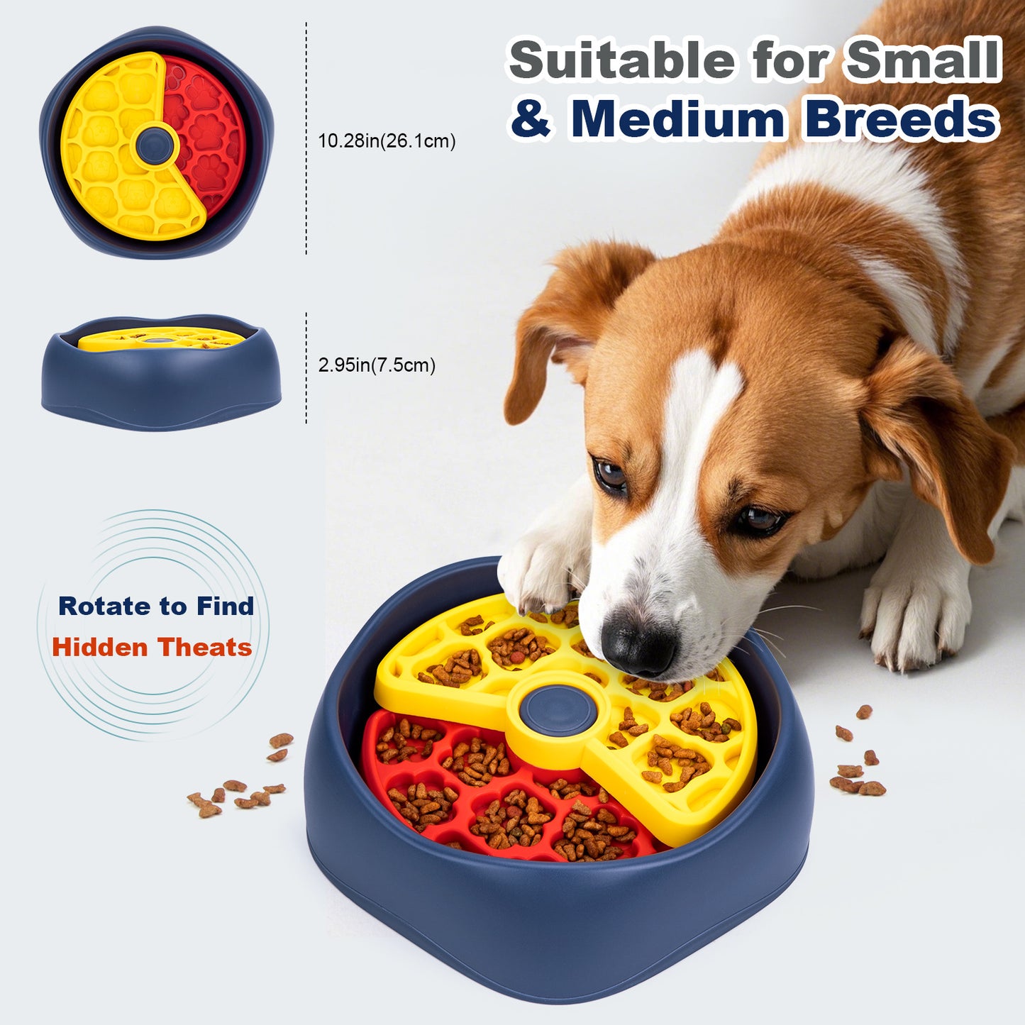 Red,Green and Blue Interactive Dog Puzzle Feeder Bowl - Slow Eating & Mental Stimulation Toy for Small Medium V888-ELOSUNG32742