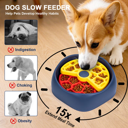 Red,Green and Blue Interactive Dog Puzzle Feeder Bowl - Slow Eating & Mental Stimulation Toy for Small Medium V888-ELOSUNG32742