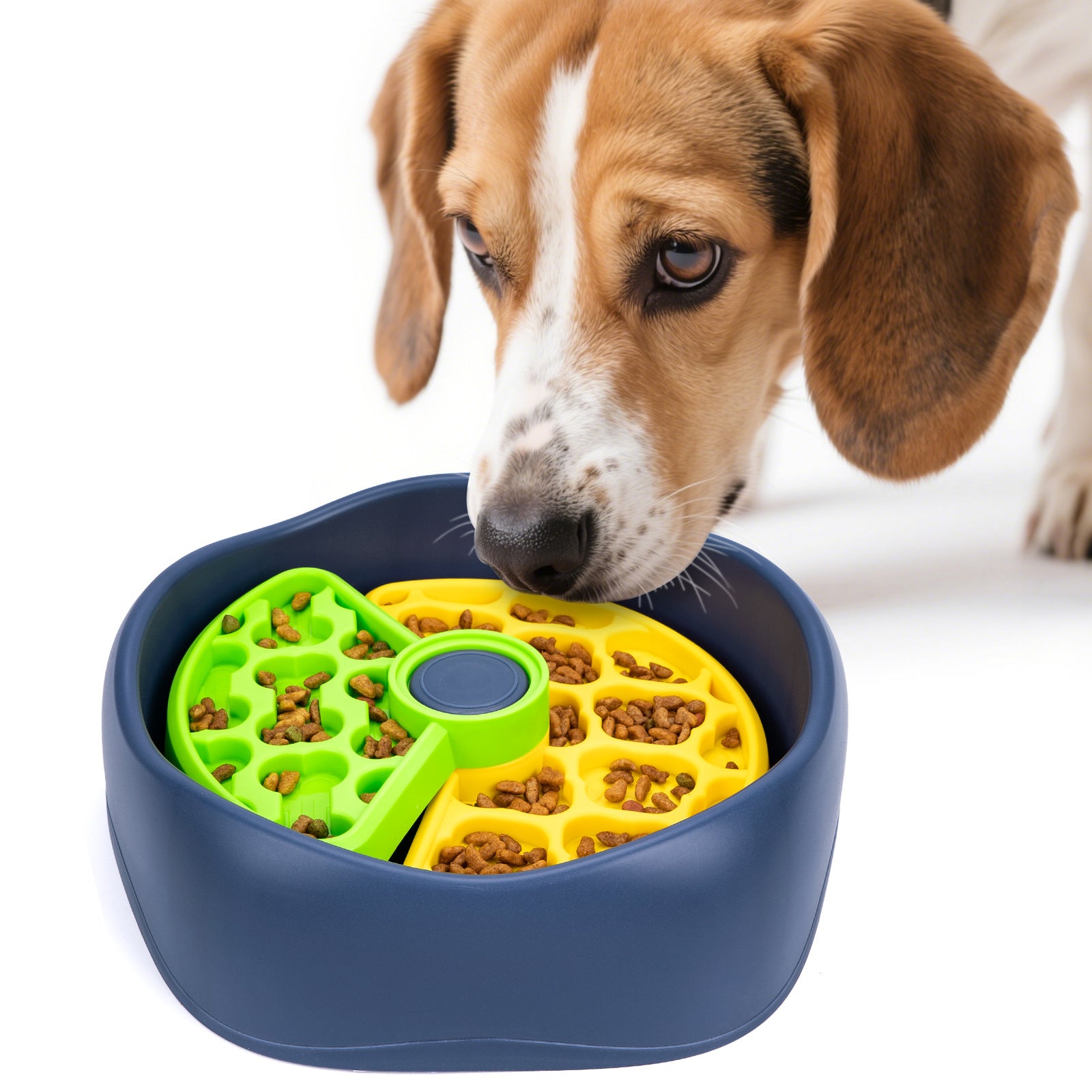 Yellow,Green and Blue Interactive Dog Puzzle Feeder Bowl - Slow Eating & Mental Stimulation Toy for Small V888-ELOSUNG32743