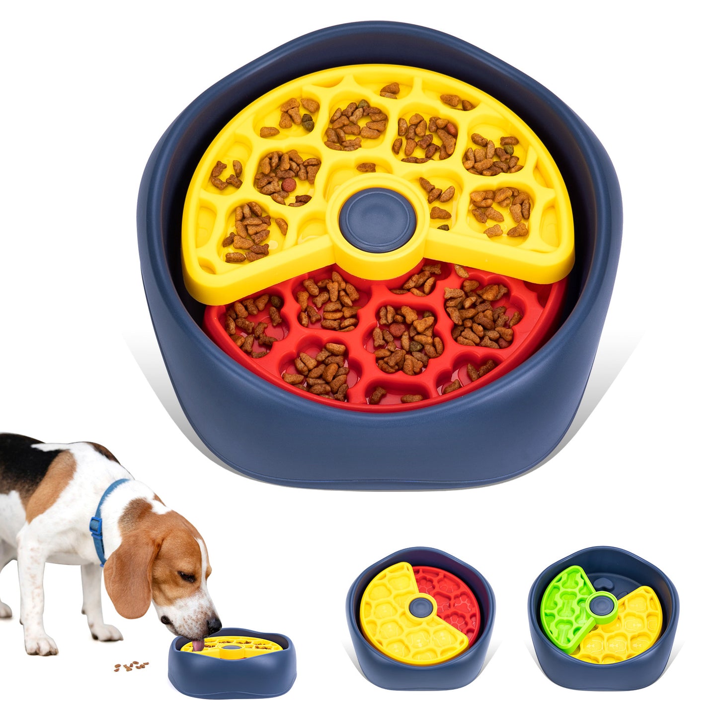 Yellow,Green and Blue Interactive Dog Puzzle Feeder Bowl - Slow Eating & Mental Stimulation Toy for Small V888-ELOSUNG32743