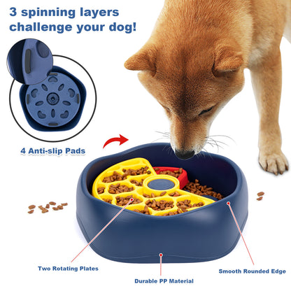 Yellow,Green and Blue Interactive Dog Puzzle Feeder Bowl - Slow Eating & Mental Stimulation Toy for Small V888-ELOSUNG32743