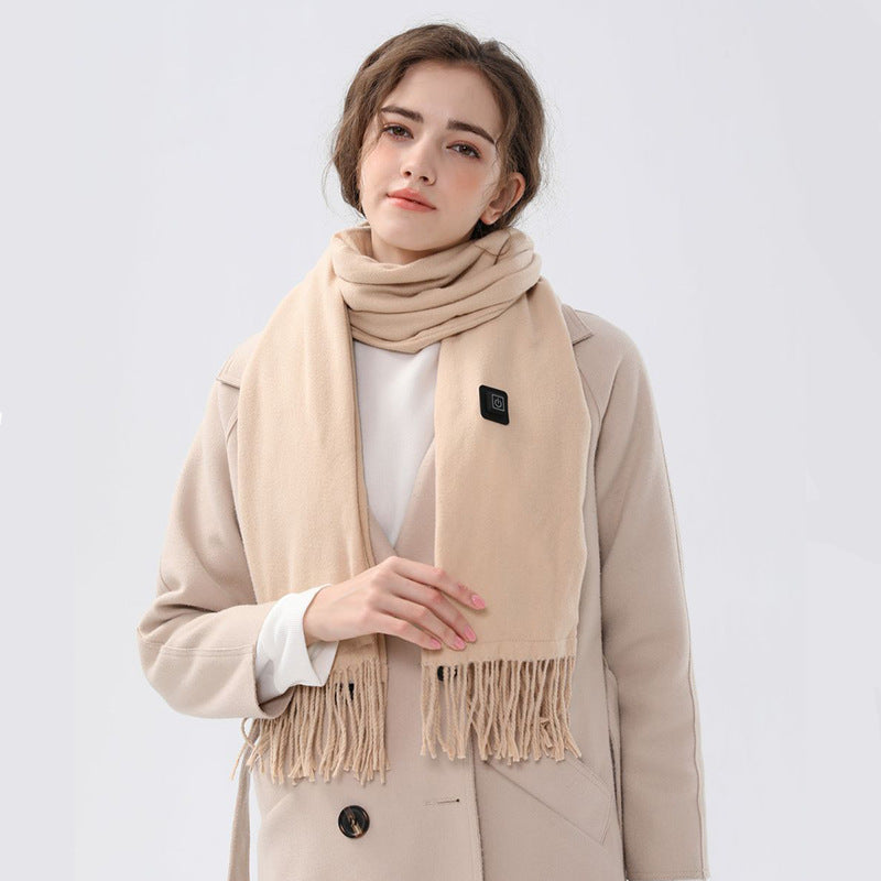 Khaki USB Electric Heated Scarf - 3-Level Heat Setting Winter Neck Warmer V888-ELOSUNG32747