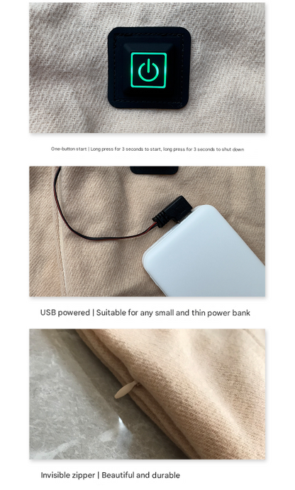 Black USB Electric Heated Scarf - 3-Level Heat Setting Winter Neck Warmer V888-ELOSUNG32748
