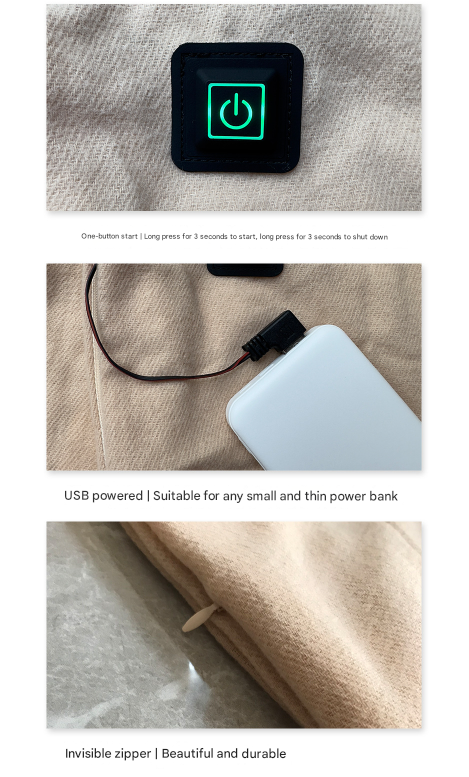 Grey USB Electric Heated Scarf - 3-Level Heat Setting Winter Neck Warmer V888-ELOSUNG32749