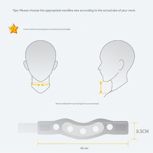 Size M Orange Ergonomic Neck Support Brace - Soft Cervical Collar for Posture Correction and Pain Relief V888-ELOSUNG32765