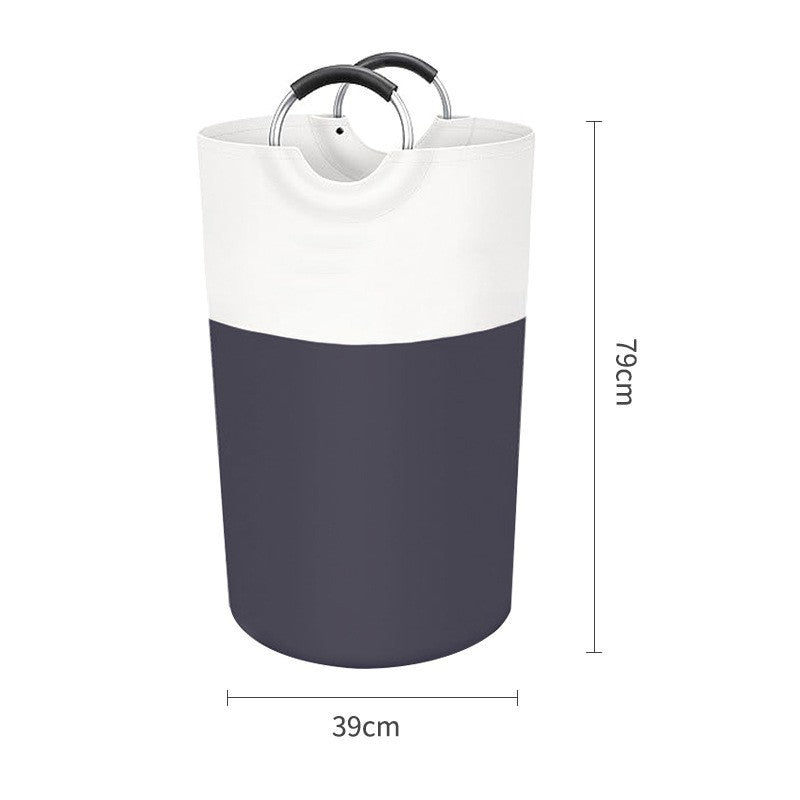 Grey and White Large 90L Freestanding Laundry Hamper - Collapsible Clothes Basket with Aluminum Soft-Grip V888-ELOSUNG32766