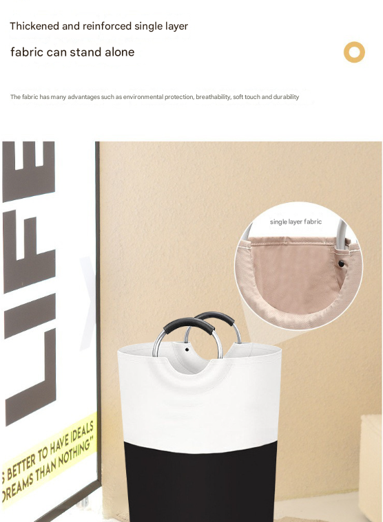 Grey and White Large 90L Freestanding Laundry Hamper - Collapsible Clothes Basket with Aluminum Soft-Grip V888-ELOSUNG32766