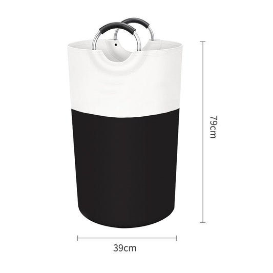 Black and White Large 90L Freestanding Laundry Hamper - Collapsible Clothes Basket with Aluminum Soft-Grip V888-ELOSUNG32767