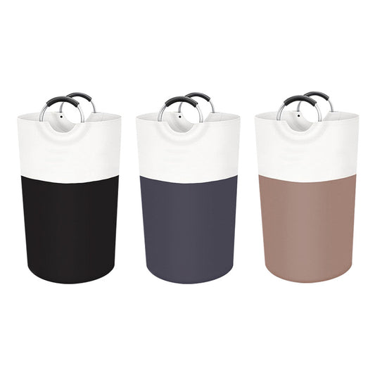 Black and White Large 90L Freestanding Laundry Hamper - Collapsible Clothes Basket with Aluminum Soft-Grip V888-ELOSUNG32767