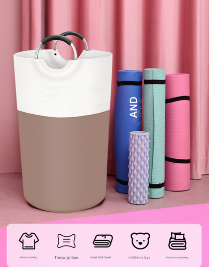 Black and White Large 90L Freestanding Laundry Hamper - Collapsible Clothes Basket with Aluminum Soft-Grip V888-ELOSUNG32767