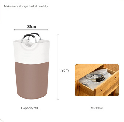 Black and White Large 90L Freestanding Laundry Hamper - Collapsible Clothes Basket with Aluminum Soft-Grip V888-ELOSUNG32767