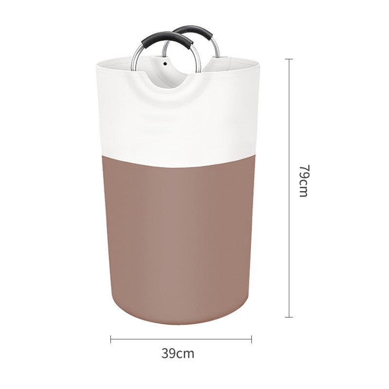 Brown and White Large 90L Freestanding Laundry Hamper - Collapsible Clothes Basket with Aluminum Soft-Grip V888-ELOSUNG32768
