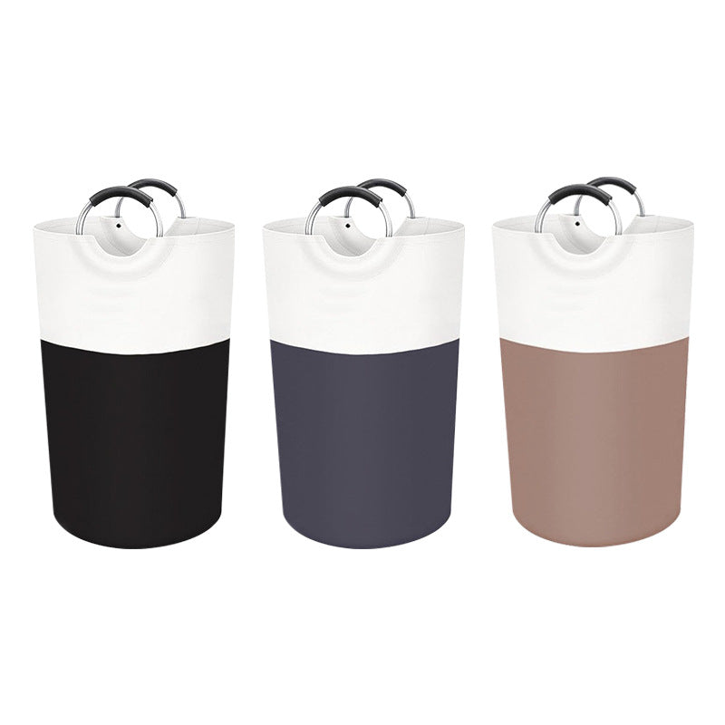 Brown and White Large 90L Freestanding Laundry Hamper - Collapsible Clothes Basket with Aluminum Soft-Grip V888-ELOSUNG32768