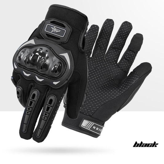 Size M Black Protective Motorcycle Riding Gloves - Hard Knuckle Armour & Touchscreen Fingertips V888-ELOSUNG32772
