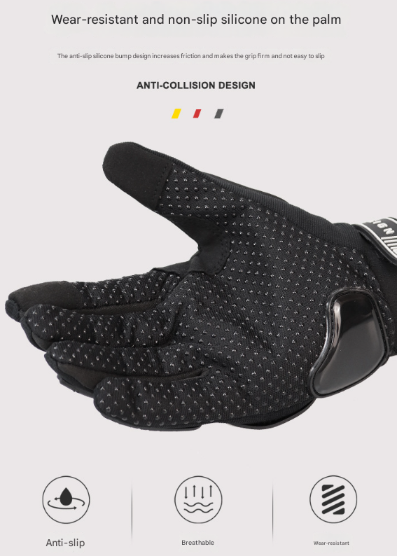 Size M Black Protective Motorcycle Riding Gloves - Hard Knuckle Armour & Touchscreen Fingertips V888-ELOSUNG32772