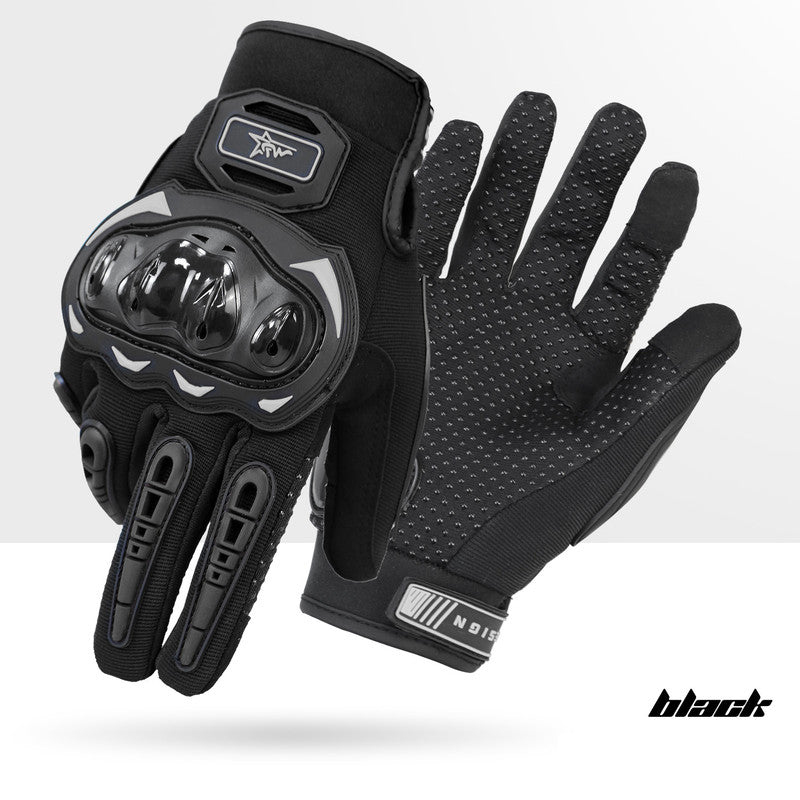 Size 2XL Black Protective Motorcycle Riding Gloves - Hard Knuckle Armour & Touchscreen Fingertips V888-ELOSUNG32775
