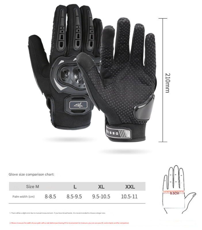 Size 2XL Black Protective Motorcycle Riding Gloves - Hard Knuckle Armour & Touchscreen Fingertips V888-ELOSUNG32775