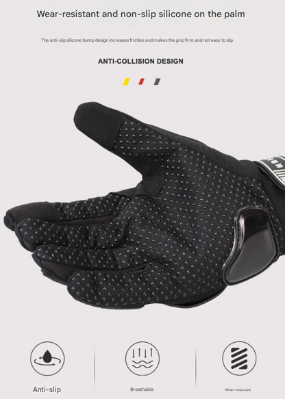 Size L Red and Black Protective Motorcycle Riding Gloves - Hard Knuckle Armour & Touchscreen Fingertips V888-ELOSUNG32777