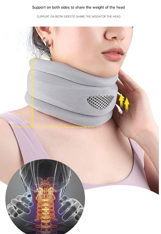 Grey Ergonomic Neck Support Brace - Adjustable Soft Cervical Collar for Posture Correction V888-ELOSUNG32780