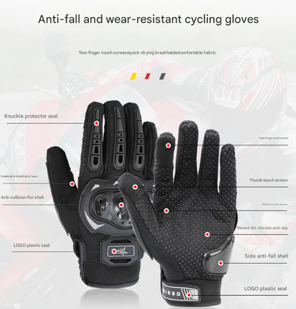 Size L Green and Black Protective Motorcycle Riding Gloves - Hard Knuckle Armour & Touchscreen Fingertips V888-ELOSUNG32785