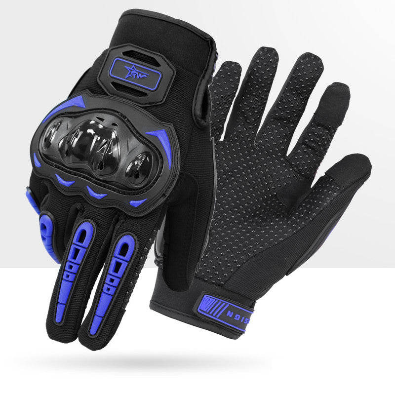 Size L Purple and Black Protective Motorcycle Riding Gloves - Hard Knuckle Armour & Touchscreen Fingertips V888-ELOSUNG32789