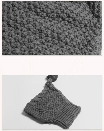 Size S Grey Whimsical Knit Dog Hat with Pom-Pom - Cozy Winter Pet Beanie & Snood V888-ELOSUNG32792
