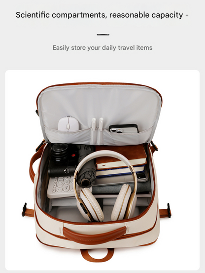 Beige Expandable Laptop Backpack with USB Port - Stylish Travel & Business Daypack V888-ELOSUNG32798