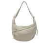 Beige Large Nylon Crescent Crossbody Bag - Casual Slouchy Shoulder Purse V888-ELOSUNG32800