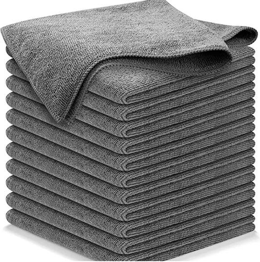 Grey Premium All-Purpose Microfiber Cleaning Cloths (20-Pack) - Ultra Absorbent Grey Towels for Car, Kitchen V888-ELOSUNG32802