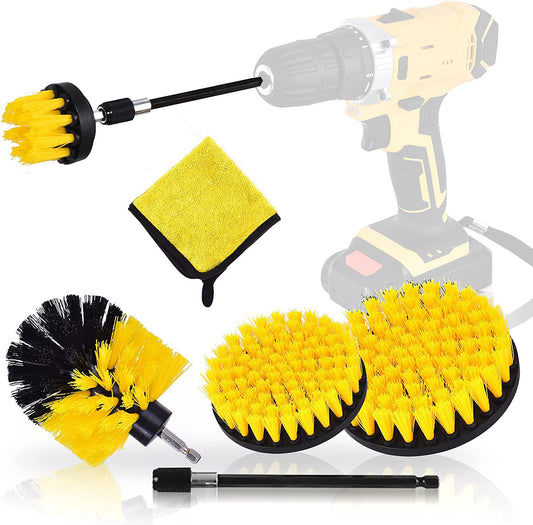 Yellow and Black 6 Pack Drill Brush Power Scrubber Cleaning Brush Extended Long Attachment Set All Purpose V888-ELOSUNG32804