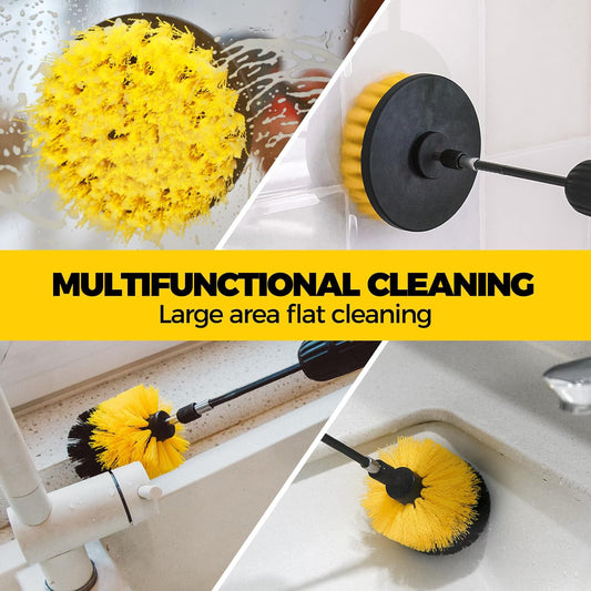Yellow and Black Complete 7-Piece Drill Brush Power Scrubber Set - All-Purpose Cleaning Kit for Bathroom, V888-ELOSUNG32805