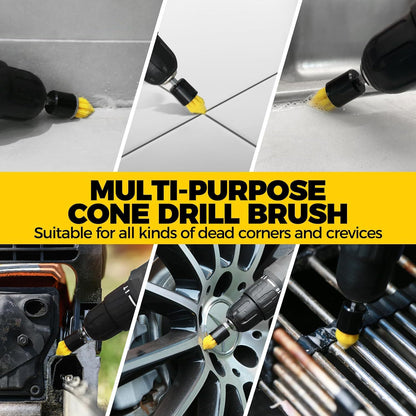 Yellow and Black Complete 7-Piece Drill Brush Power Scrubber Set - All-Purpose Cleaning Kit for Bathroom, V888-ELOSUNG32805