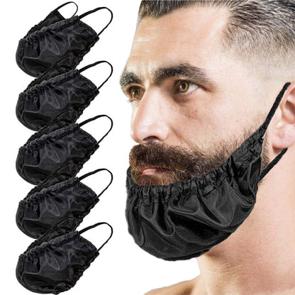 5 Pcs Black Men's Reusable Beard Guard Bib - Protective Beard Cover for Eating and Sleeping - Black Beard V888-ELOSUNG32807